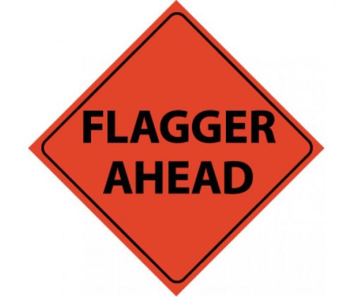 Reflective Roll-Up Flagger Ahead Sign – CG Industrial Safety